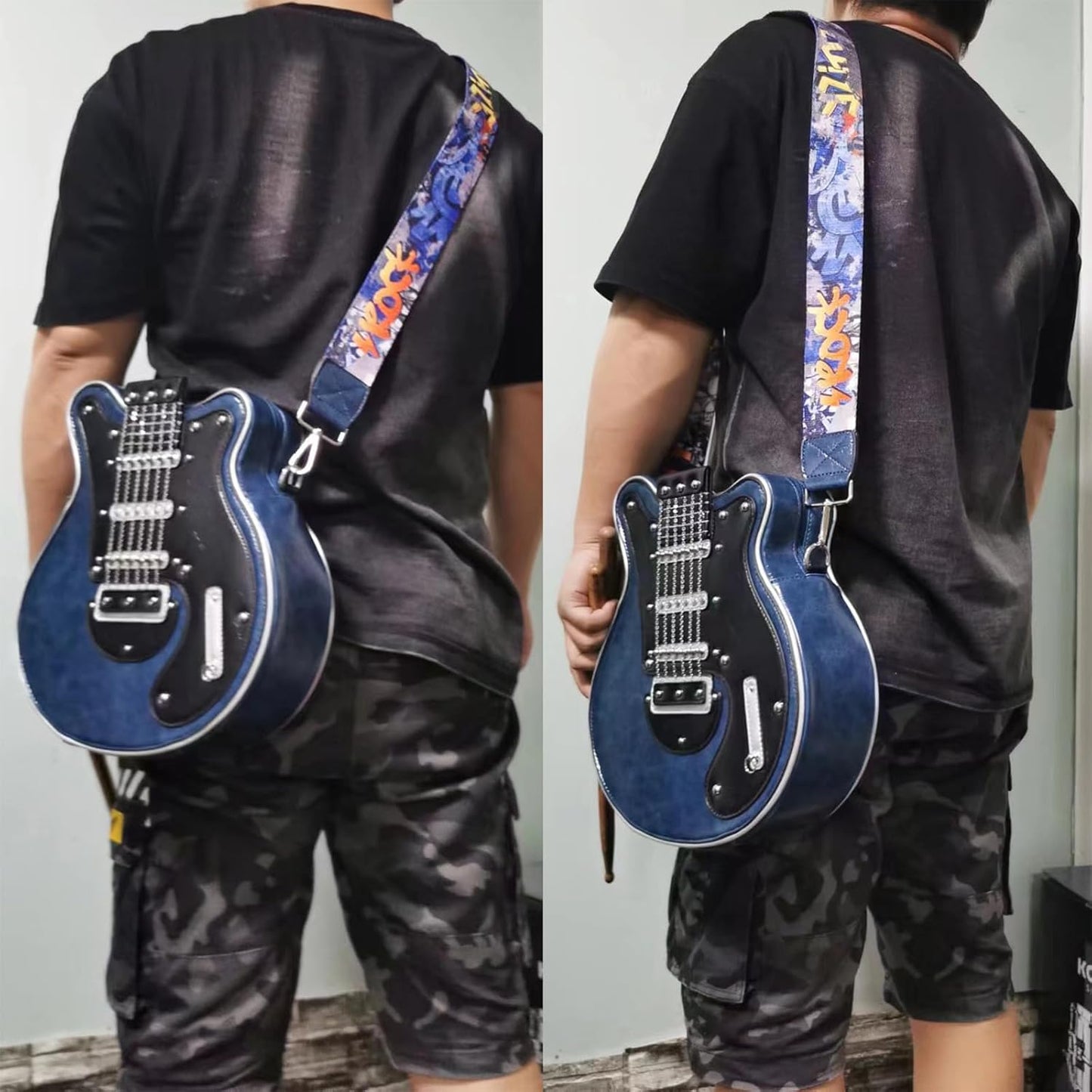 lusailstore - Guitar Shaped Crossbody Shoulder Bag