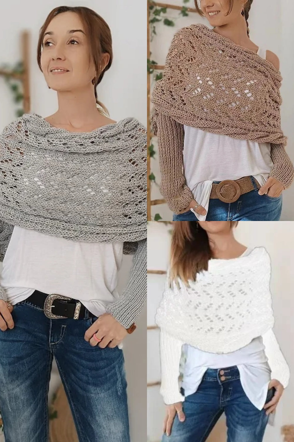 lusailstore - Knitted Wrap Shrugs For Women