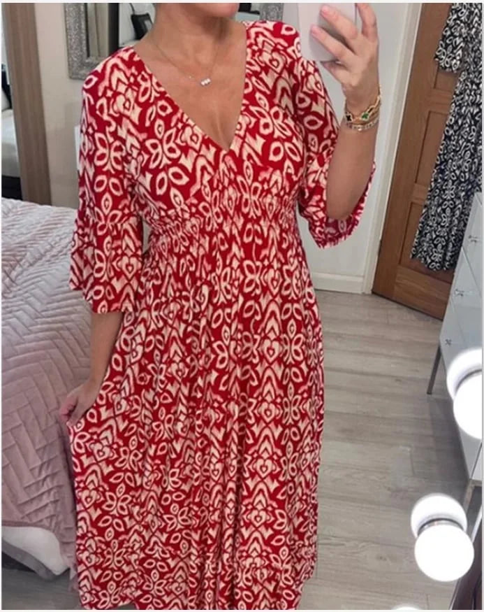 lusailstore - V-neck floral dress