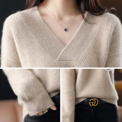 lusailstore-Women's V-neck Cashmere Sweater