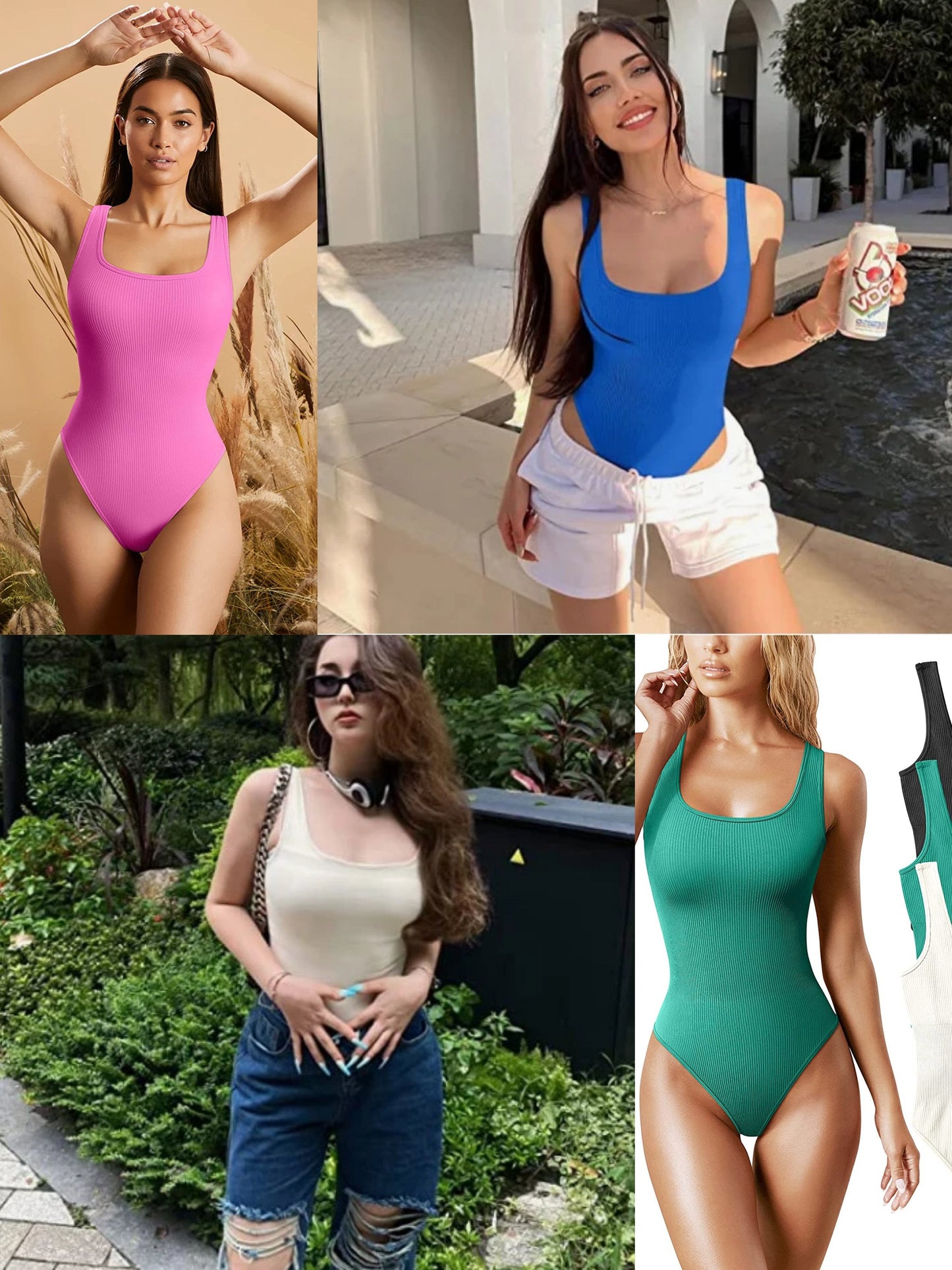 lusailstore - U-neck sleeveless tank top bodysuits