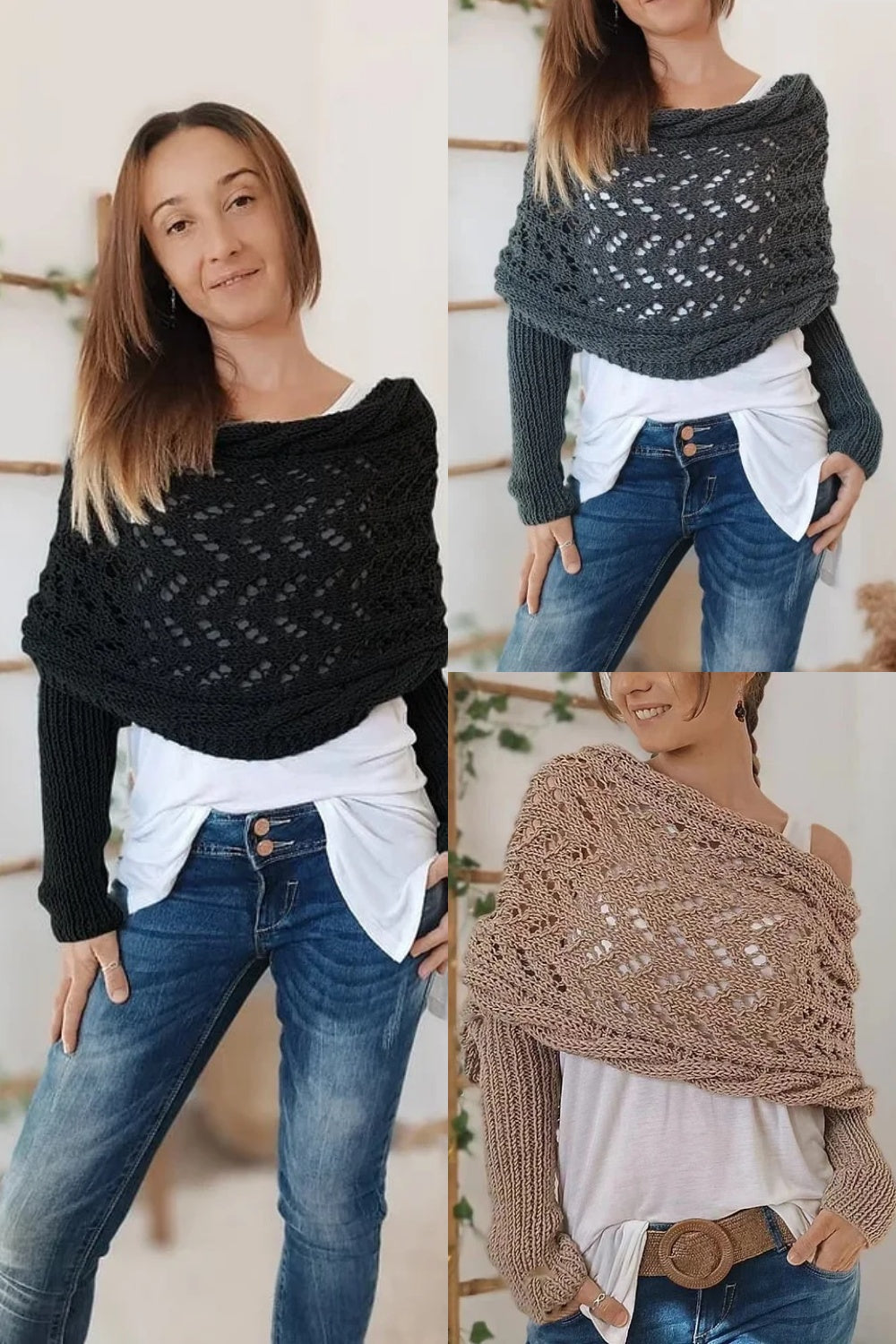 lusailstore - Knitted Wrap Shrugs For Women