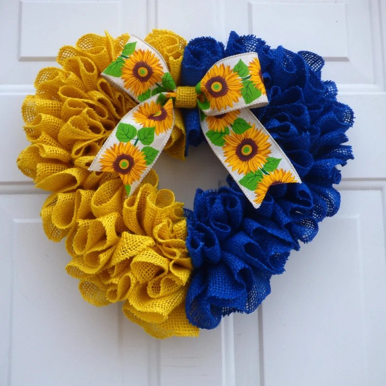 lusailstore - ukrainian flag sunflower front door wreaths