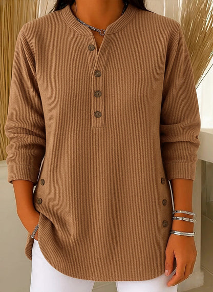 lusailstore -  Women's Solid Color Crew Neck Long Sleeve Casual Loose Knit Pullover