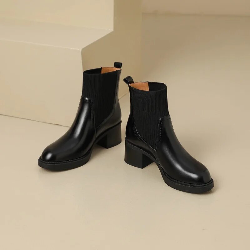 lusailstore- British style stretch slim fit sock boots