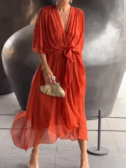lusailstore - womens irregular bat sleeve dresses