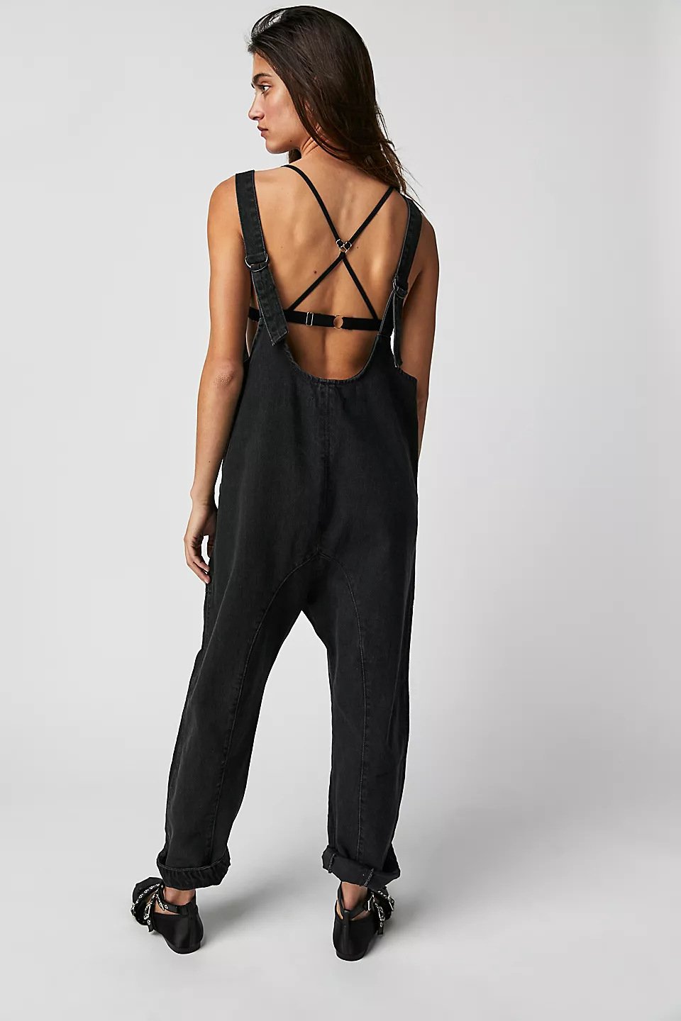 lusailstore- Denim Jumpsuit With Pockets