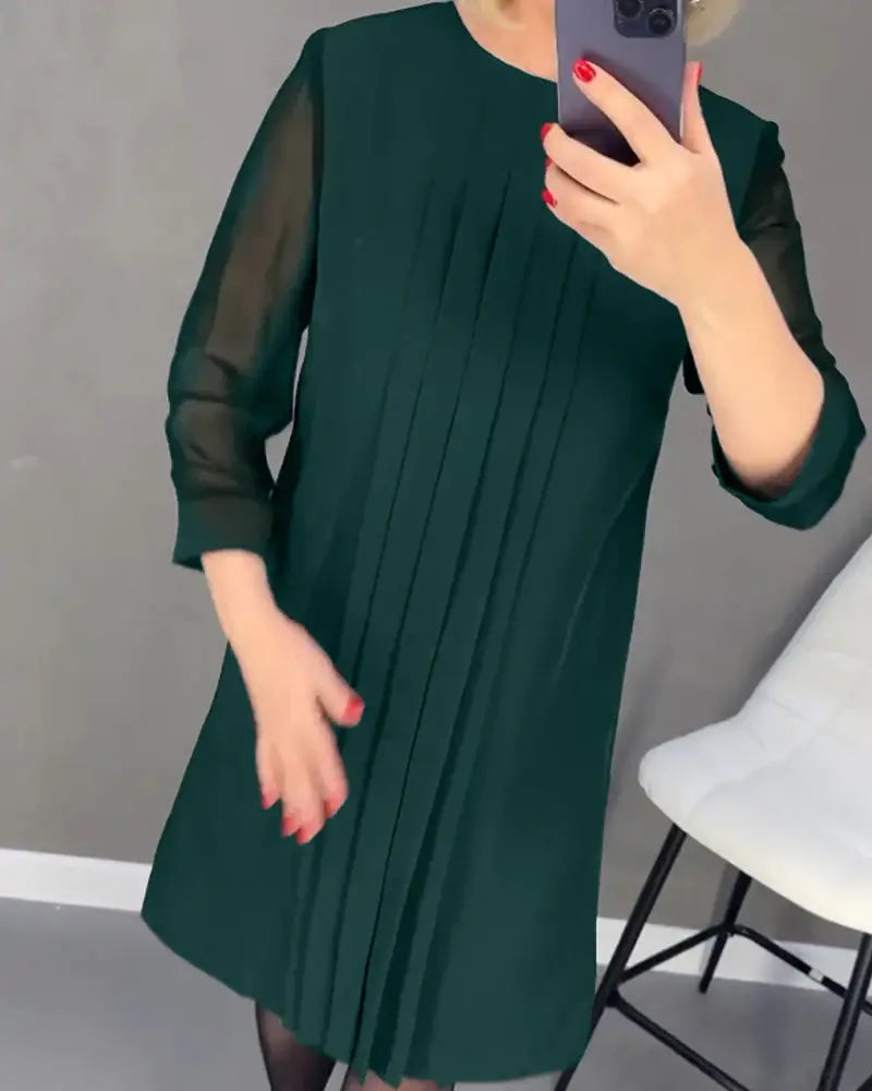 lusailstore - New Straight Medium Sleeve Dress