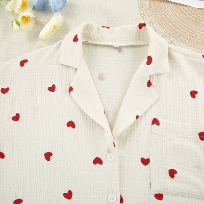 lusailstore - Heart Print Pyjamas Set