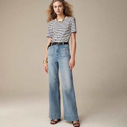 lusailstore - Wide-leg sailor jeans with tummy control