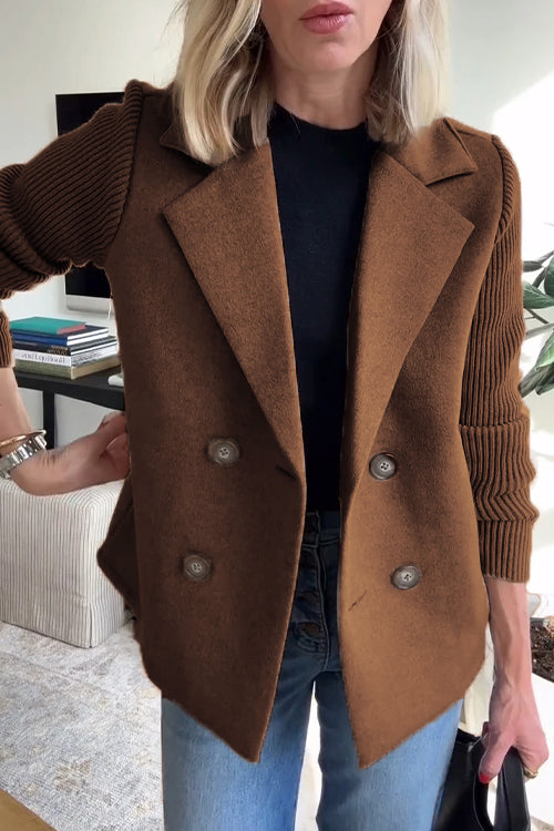 lusailstore - CONTEMPORARY KNIT-SLEEVE SUIT BLAZER