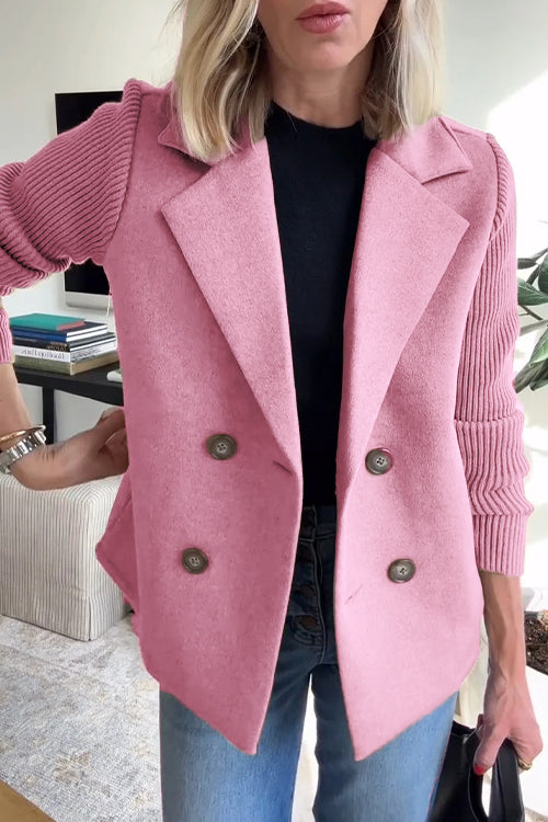 lusailstore - CONTEMPORARY KNIT-SLEEVE SUIT BLAZER