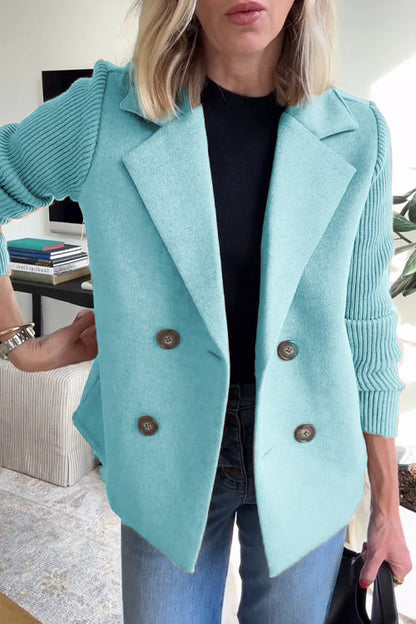 lusailstore - CONTEMPORARY KNIT-SLEEVE SUIT BLAZER