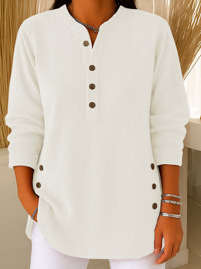 lusailstore -  Women's Solid Color Crew Neck Long Sleeve Casual Loose Knit Pullover