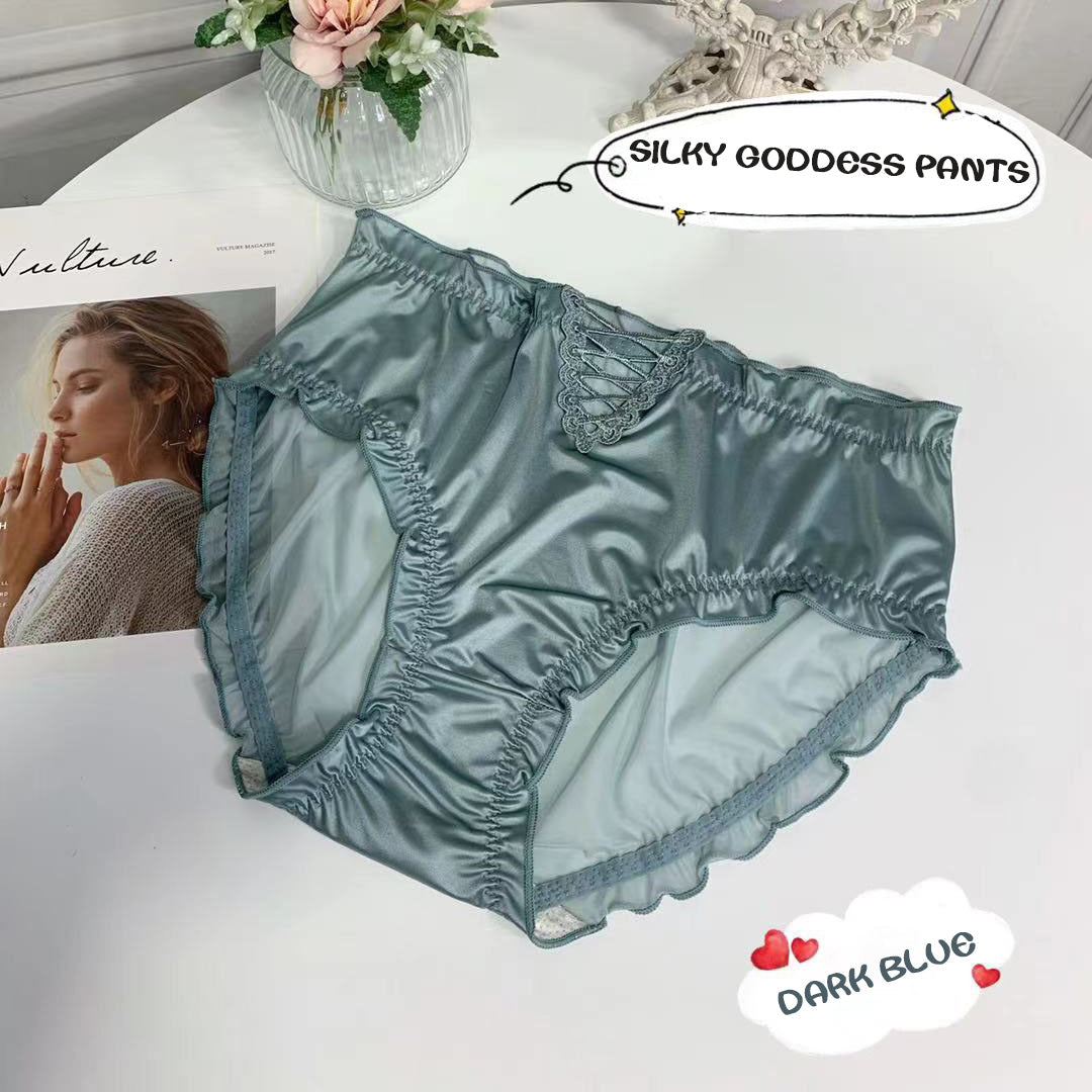 lusailstore - Women's Satin Ice Silk Seamless Lace Briefs