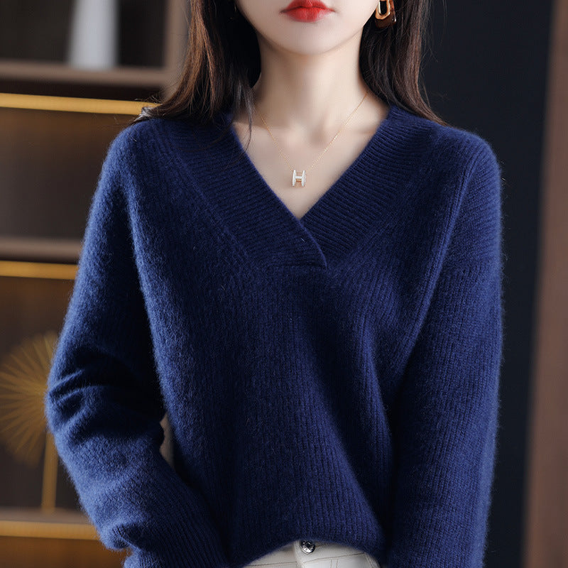 lusailstore-Women's V-neck Cashmere Sweater