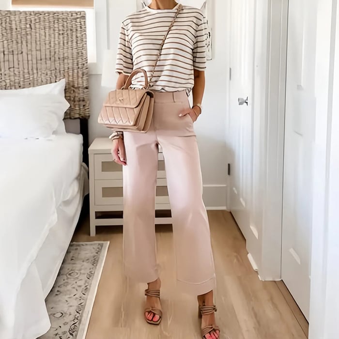 lusailstore - Stretch Twill Cropped Wide Leg Pants