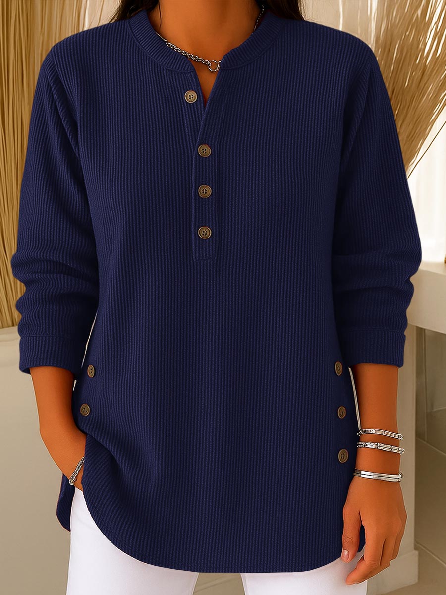 lusailstore -  Women's Solid Color Crew Neck Long Sleeve Casual Loose Knit Pullover
