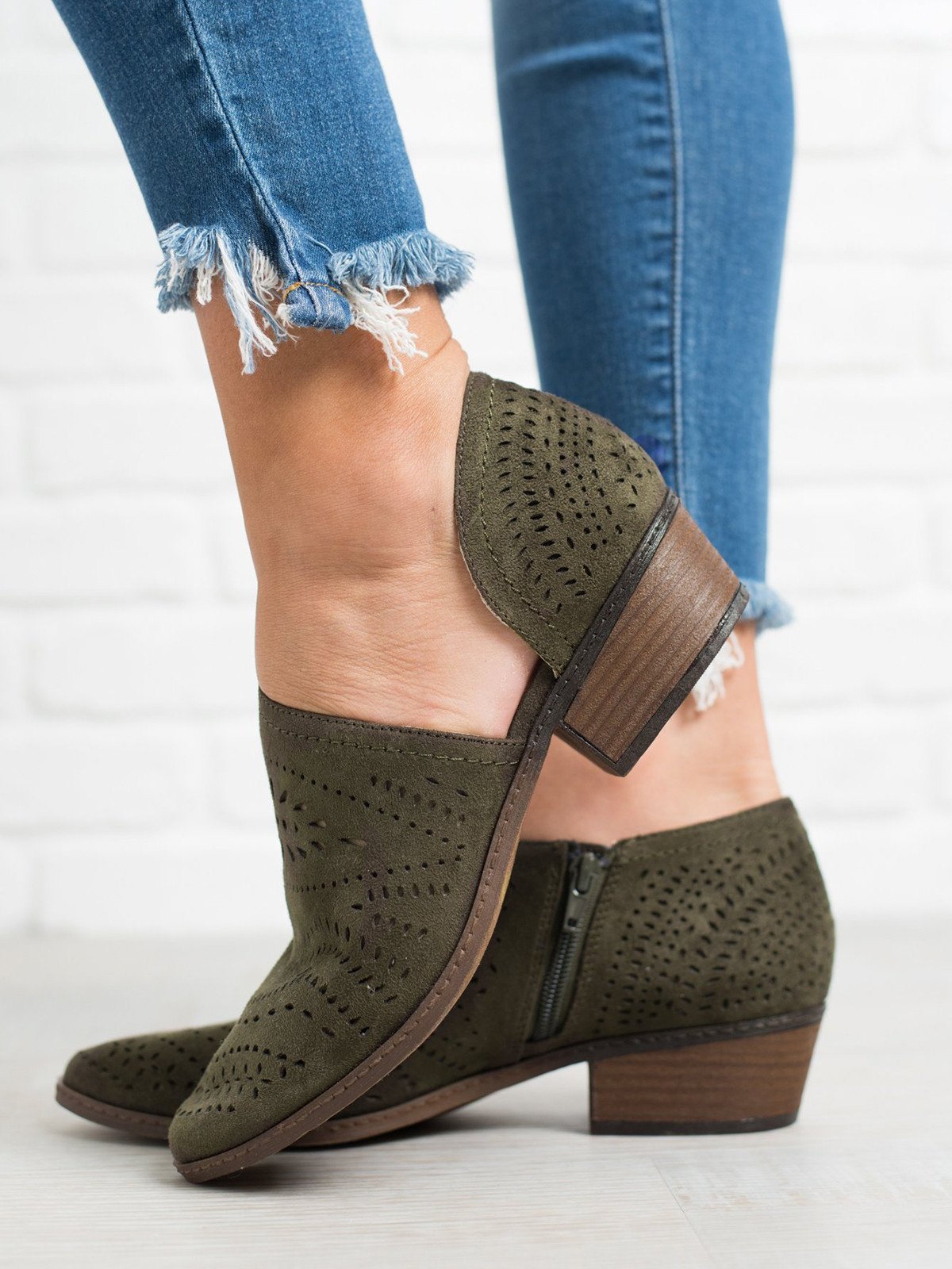 lusailstore - Faux Suede Zipper Ankle Boots