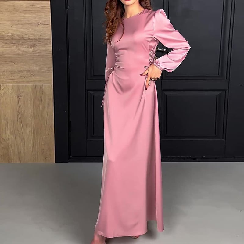 lusailstore - French Elegant Soft Elastic Cuff Long Dress