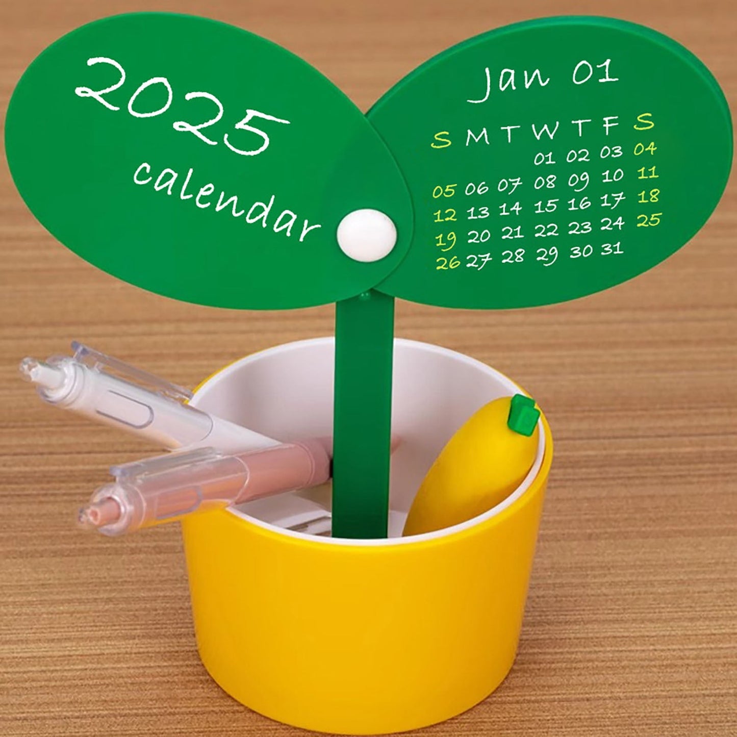 lusailstore - 2025 Cute Flower Pot Pen Holder Calendar