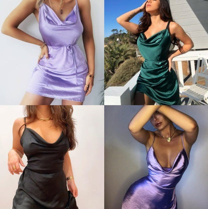 lusailstore- satin slip dress