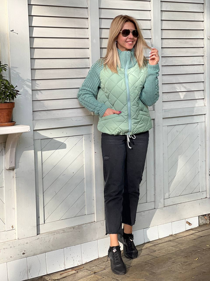 lusailstore -Women's knitted patchwork jacket