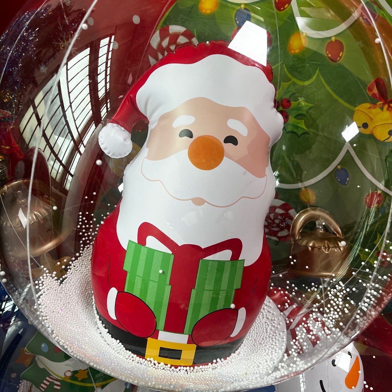lusailstore - PVC Transparent Inflatable Santa Claus Balloon with Light