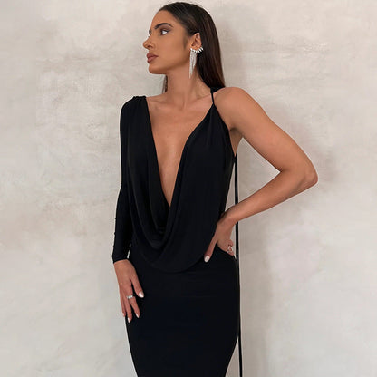 lusailstore - Women's Sexy Backless Maxi Dress Slim Dress