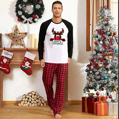 lusailstore -Reindeer Red Plaid Christmas Family Pajamas