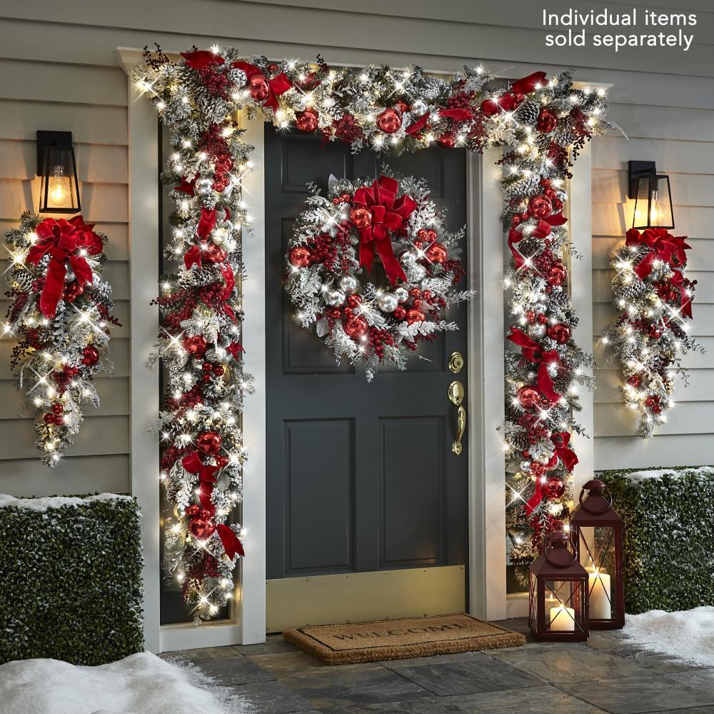 lusailstore - The Cordless Prelit Red And White Holiday Trim