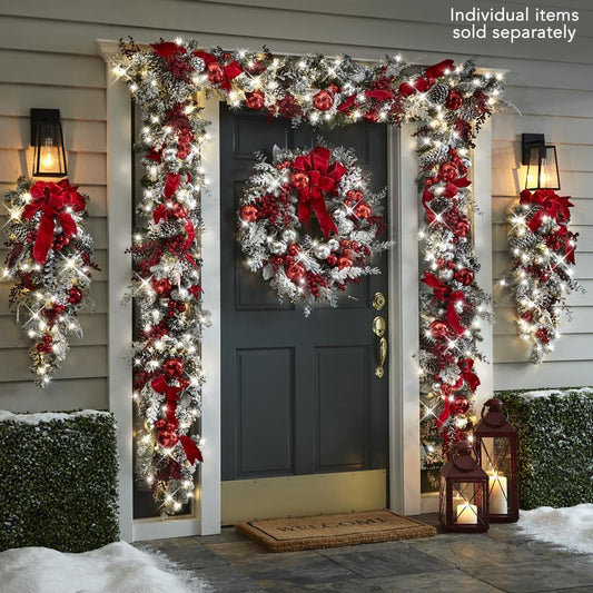 lusailstore - The Cordless Prelit Red And White Holiday Trim