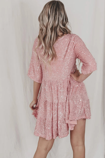 lusailstore- Sequin Baby Doll Dress