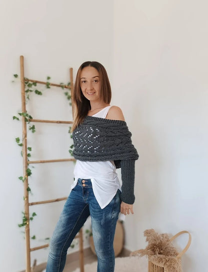 lusailstore - Knitted Wrap Shrugs For Women