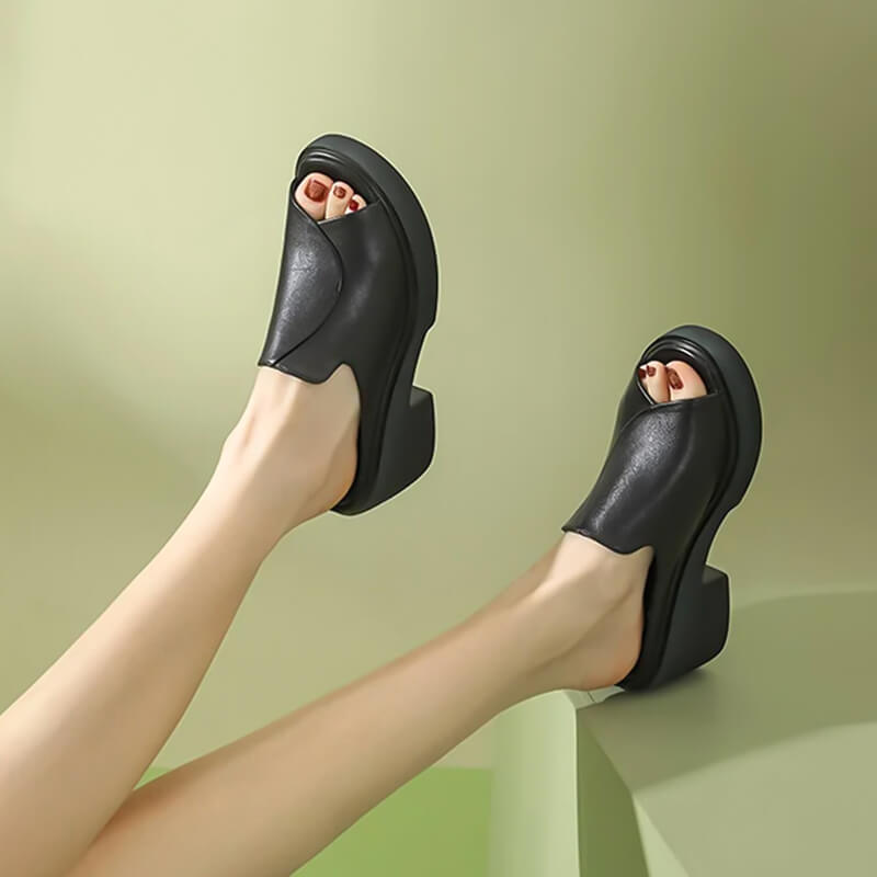 lusailstore-Thick bottom High Heeled Slippers