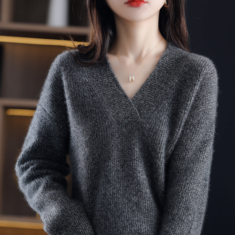 lusailstore-Women's V-neck Cashmere Sweater