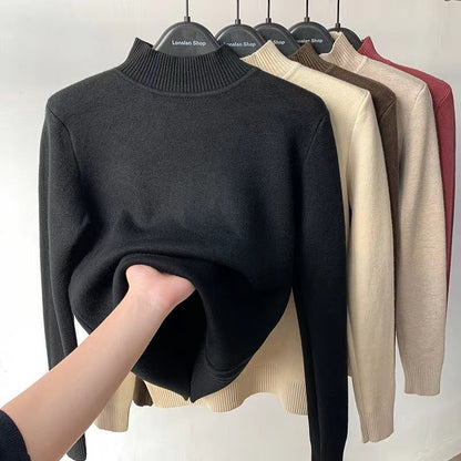 lusailstore - Winter fleece thick knitted bottoming shirt