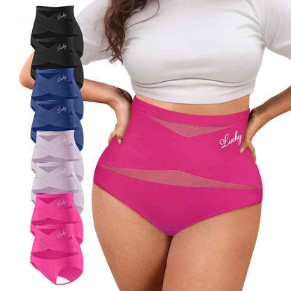 lusailstore - Plus-Size High-Waist Cross Tummy Control Panties