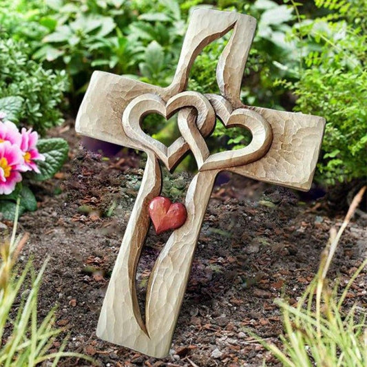 lusailstore - Bgcopper Intertwined Hearts Wooden Cross