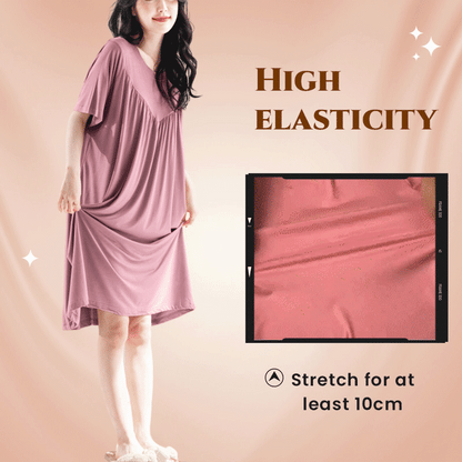 lusailstore - solid color super soft pleated pajamas dresses