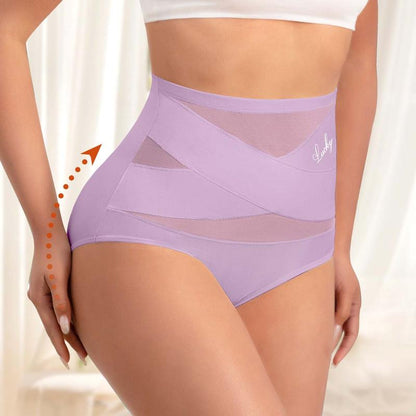 lusailstore - Plus-Size High-Waist Cross Tummy Control Panties