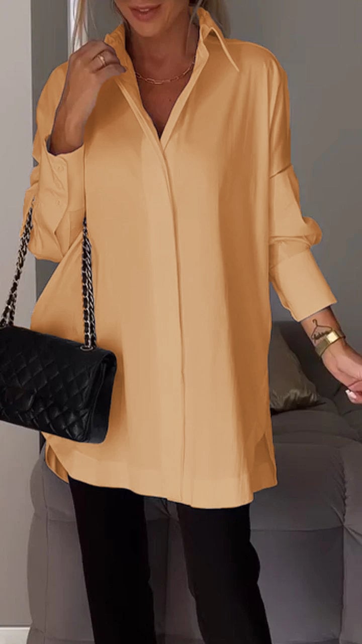 lusailstore- Lapel Slit Shirt