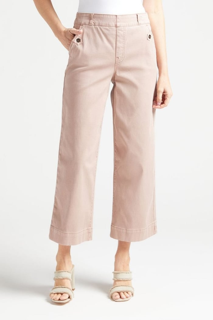 lusailstore - Stretch Twill Cropped Wide Leg Pants