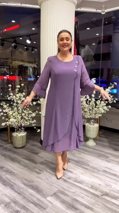 lusailstore - Women's chiffon solid color loose dress
