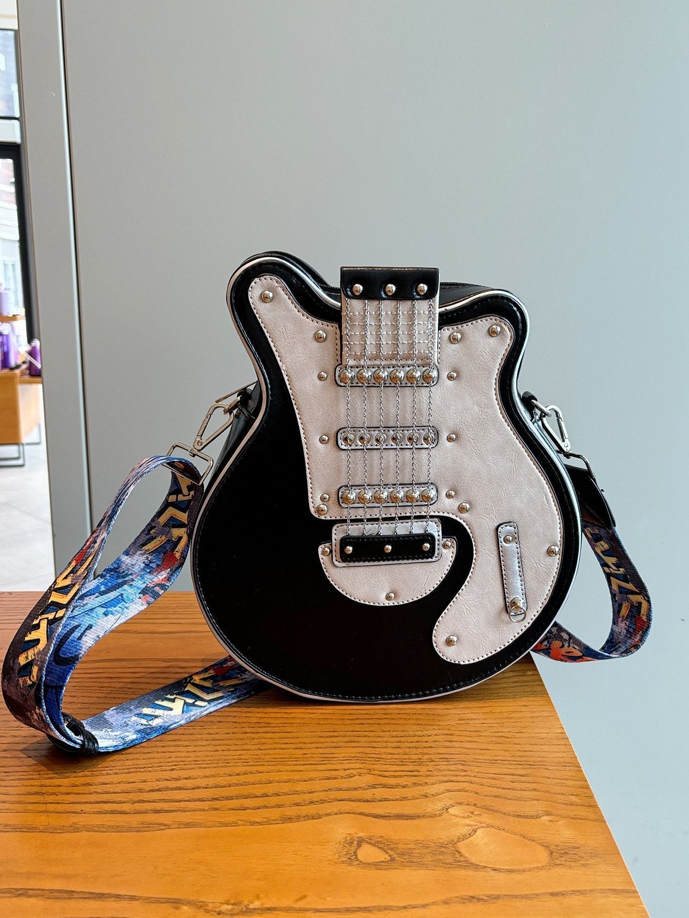 lusailstore - Guitar Shaped Crossbody Shoulder Bag