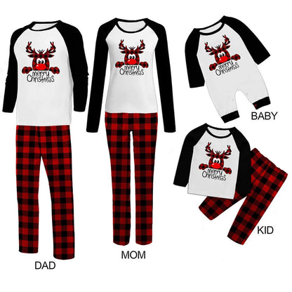 lusailstore -Reindeer Red Plaid Christmas Family Pajamas