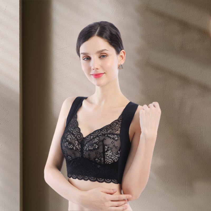 lusailstore - Gather Beautiful Back Lace Bra Without Steel Ring