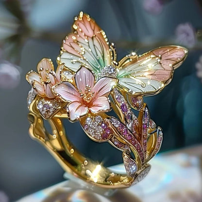 lusailstore-Butterfly Flower Ring