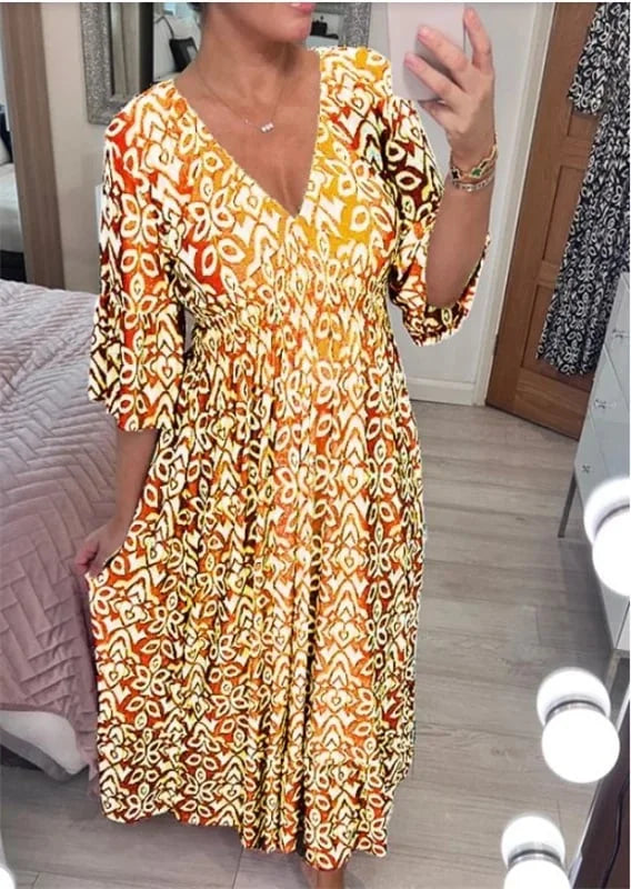 lusailstore - V-neck floral dress