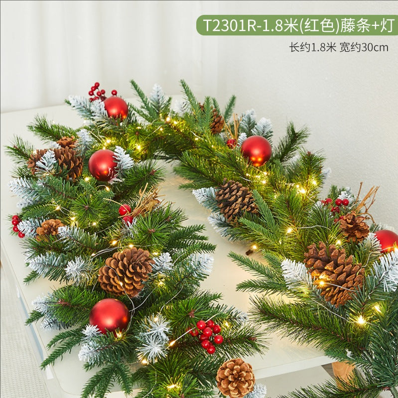 lusailstore - gorgeous natural touch mixed pine garland with led light